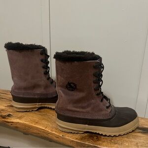 Sorel for Eddie Bauer Dark winter snow boots brown, Lined. Women’s size 7